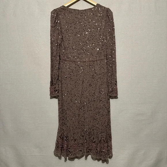 NWT Mac Duggal Sequin Dress with Beaded Hemline and Belt - size 10 - Picture 5 of 8